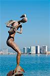 Meerjungfrau Angel spielen Saxophon Skulptur auf dem Malecon, Puerto Vallarta, Jalisco, Mexiko, Nordamerika