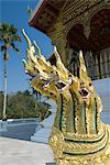 Naga-Köpfe, Wat Sen, Luang Prabang, Laos, Indochina, Südostasien, Asien