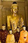 Statues of the Buddha, Shwedagon Pagoda, Yangon (Rangoon), Myanmar (Burma), Asia