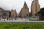 Twentieth century European architecture on the Bund, the Peace Hotel and Old Bank of China buildings on the right, Shanghai, China, Asia