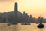 Star Ferry crossing Victoria Harbour towards Hong Kong Island, Hong Kong, China, Asia