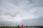 African man watching the sky, Ouidah, Benin, West Africa, Africa