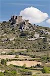 Die Katharer-Burg von Aguilar in Languedoc-Roussillon, Frankreich, Europa