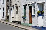 Traditional houses on a back street in Fowey, Cornwall, England, United Kingdom, Europe