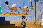 Nubian village peint près d'Assouan, en Égypte, en Afrique du Nord, Afrique