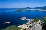 Vue sur la baie, Sveti Stefan, Montenegro, la Riviera de Budva, Europe