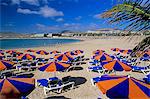 Vue sur la plage, Caleta de Fuste, Fuerteventura, îles Canaries, Espagne, Atlantique, Europe