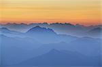 Sunset over the Julian Alps from Mangart, Goriska, Slovenia, Europe