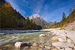 Automne à la rivière Soca dans l'Alpes juliennes, Gorenjska (Slovénie), Europe