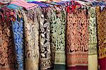 Scarves and shawls for sale at the Sharia el Souk market in Aswan, Egypt, North Africa, Africa