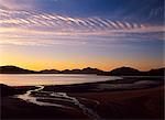 Seilebost in mid June just before sunset looking out towards the hills of northern Harris, Outer Hebrides, Scotland, United Kingdom, Europe