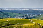 The vineyards of Sancerre under a passing storm at the end of summer, Cher, Centre, France, Europe