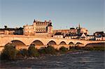 Looking across the River Loire to the chateau at Amboise, UNESCO World Heritage Site, Indre-et-Loire, Loire Valley, Centre, France, Europe