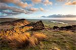 Sunset at The cafards, y compris le Tittesworth réservoir, Staffordshire Moorlands, Parc National de Peak District, Angleterre, Royaume-Uni, Europe