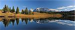 Wildensee mit Karwendelgebirge im Herbst, Mittenwald, Garmisch-Partenkirchen, Upper Bavaria, Bayern, Deutschland