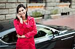 Smiling woman talking on cell phone