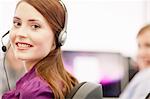 Businesswoman working in headset