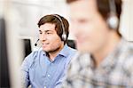 Businessman working in headset