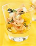 Shrimp,feta and citrus fruit salad