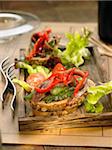 Pepper and anchovy open sandwich