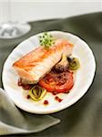 Salmon fillet cooked with white wine