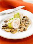 Rolled sole fillets with button mushrooms