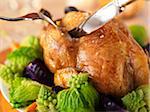 Guinea-fowl capon with cabbage