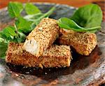 Fried tofu coated with breadcrumbs