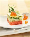 Salmon,zucchini and avocado Tartare appetizer