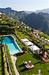 Italy, Ravello, Terrace with outdoor pool on hill