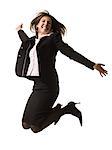 businesswoman jumping in the air