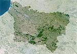 Région de Picardie, France, True Image Satellite couleur avec masque. Région de Picardie, France, image satellite couleur vraie avec masque. Cette image a été compilée à partir de données acquises par les satellites LANDSAT 5 & 7.