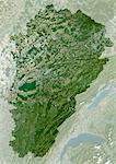 Image Satellite vrai couleur Franche-Comté région (France), avec le masque. Région Franche Comté, France, image satellite couleur vraie avec masque. Cette image a été compilée à partir de données acquises par les satellites LANDSAT 5 & 7.