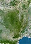 Massif Central France, région, véritable couleur Image Satellite. Région du Massif Central, France, image satellite couleur vraie. Cette image a été compilée à partir de données acquises par les satellites LANDSAT 5 & 7.