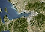 Izmir, Turquie, couleur vraie Image-Satellite. Izmir, Turquie. Image satellite de vraies couleurs de la ville d'Izmir, située sur la mer Egée, près du golfe d'Izmir. Image prise le 7 juin 2000, à l'aide de données LANDSAT 7.
