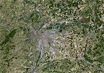 Lyon, France, couleur vraie Image-Satellite. Lyon, France. Image satellite de vraies couleurs de la ville de Lyon, prise le 21 juillet 2001, à l'aide de données LANDSAT 7.