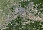 Orléans, France, couleur vraie Image-Satellite. Orléans, France. Image satellite de vraies couleurs de la ville d'Orléans, prise le 24 juin 2001, à l'aide de données LANDSAT 7.