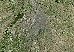 Toulouse (France), couleur vraie Image-Satellite. Toulouse, France. Image satellite de vraies couleurs de la ville de Toulouse, prise le 31 août 1999, à l'aide de données LANDSAT 7.