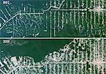 Deforestation, Mato Grosso, Brazil, True Colour Satellite Image. True colour satellite image showing deforestation in progress between 1992 and 2001 in Amazonia in the State of Mato Grosso, using LANDSAT data.