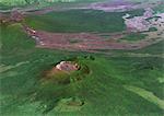 Volcan Nyiragongo en 3D, République démocratique du Congo, véritable couleur Satellite Image. Image-satellite Nyiragongo, au Congo, couleur vraie. Nyiragongo est l'un des volcan le plus actif de l'Afrique, situé à 10 km de la ville de Goma. Image prise le 11 décembre 2001, à l'aide de données LANDSAT.