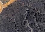 Amguid Meteor Krater, Algerien, True Colour Satellitenbild. Echtfarben-Satellitenbild von Amguid Auswirkungen Struktur, Algerien (Alter: 100 000 Jahre; Durchmesser: 450 m). Bild aufgenommen am 19. Februar 1988 mit LANDSAT Daten.