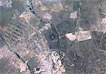 Satellitenbild von Salzpfanne Meteor Krater, Pretoria, Südafrika, True Color. Echtfarben-Satellitenbild der Salzpfanne Auswirkungen Struktur, Pretoria, Südafrika (Durchmesser: 1,13 km). Bild aufgenommen am 7. September 1991 mit LANDSAT Daten.