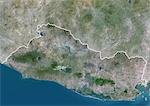 Salvador, Amérique centrale, véritable couleur Satellite Image avec bordure et masque. Vue satellite du Salvador (avec bordure et masque). Cette image a été compilée à partir de données acquises par les satellites LANDSAT 5 & 7.