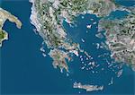 Greece, Europe, True Colour Satellite Image With Border. Satellite view of Greece (with border). This image was compiled from data acquired by LANDSAT 5 & 7 satellites.