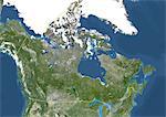 Canada, North America, True Colour Satellite Image With Border. Satellite view of Canada (with border). This image was compiled from data acquired by LANDSAT 5 & 7 satellites.