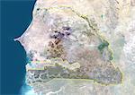 Senegal, Afrika, wahre Farbe-Satellitenbild mit Rahmen und Maske. Satellitenaufnahme von Senegal (mit Rahmen und Maske). Dieses Bild wurde aus Daten von Satelliten LANDSAT 5 & 7 erworbenen zusammengestellt.