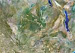 En Zambie, l'Afrique, véritable couleur Image Satellite avec bordure. Vue satellite de la Zambie (avec bordure). Cette image a été compilée à partir de données acquises par les satellites LANDSAT 5 & 7.