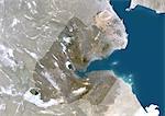 Djibouti, Africa, True Colour Satellite Image With Mask. Satellite view of Djibouti (with mask). This image was compiled from data acquired by LANDSAT 5 & 7 satellites.
