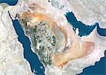 Arabie saoudite, Moyen-Orient, Asie, True Image Satellite couleur avec masque. Vue satellite de l'Arabie saoudite (avec masque). Cette image a été compilée à partir de données acquises par les satellites LANDSAT 5 & 7.