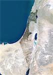 Israël, Moyen-Orient, Asie, True Image Satellite couleur avec masque. Vue satellite d'Israël (avec masque). Cette image a été compilée à partir de données acquises par les satellites LANDSAT 5 & 7.